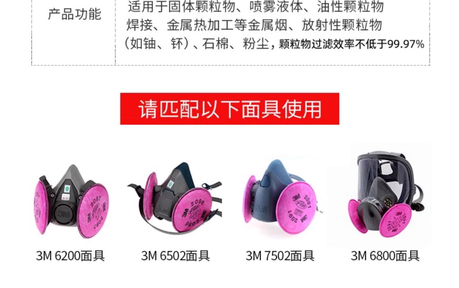 3M 2091CN P100 KP100 滤棉 （过滤各类颗粒物，包括：电焊烟、核放射尘、玻璃纤维等）